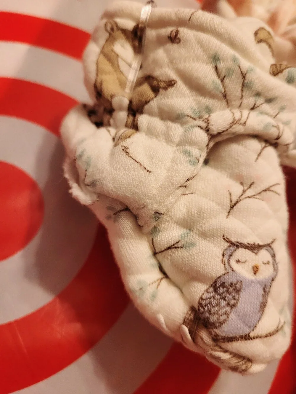 Hudson Baby Quilted Pink & Cream Woodland Non-Skid Slipper Booties, 0-6M, 2 Pair